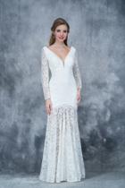 Nina Canacci - 2116 Lace Deep V-neck Trumpet Dress