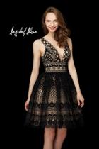 Angela And Alison - 72006 Lace Plunging V-neck Cocktail Dress
