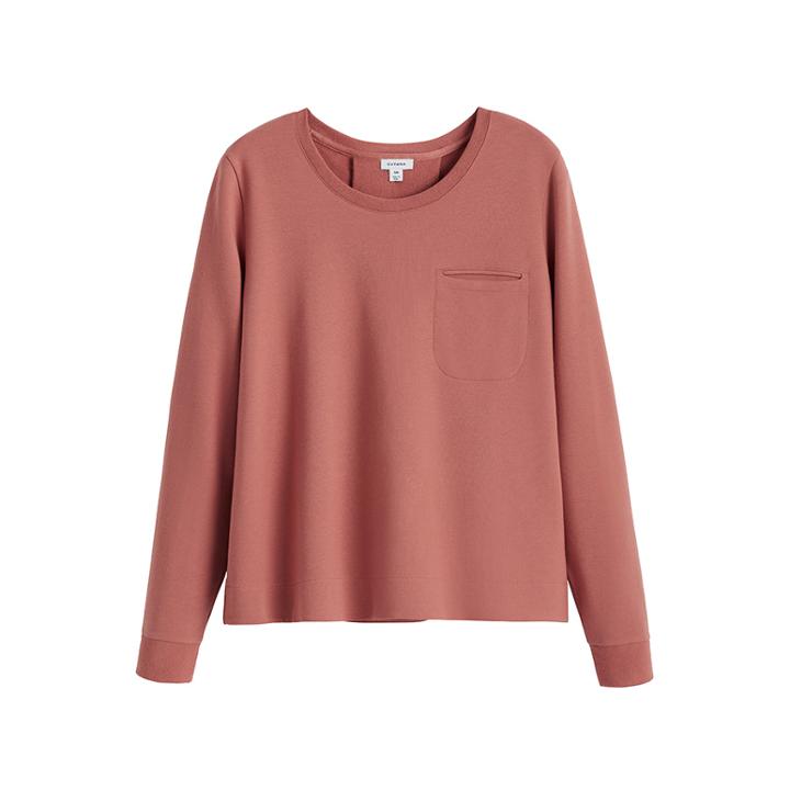 Women's French Terry Pleat-back Sweatshirt In Passion Fruit | Size: Large | Organic Cotton Modal Blend By Cuyana