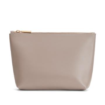 Women's Zero Waste Small Leather Zipper Pouch In Grey | Smooth Leather By Cuyana