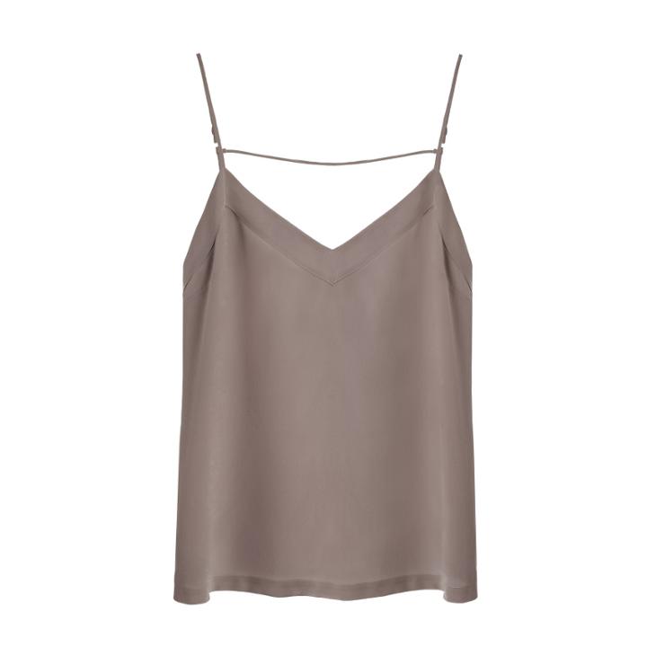 Women's Silk Cami Top In Mushroom | Size: Large | Crepe De Chine Silk By Cuyana