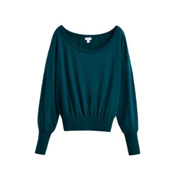 Women's French Terry Boatneck Sweatshirt In Blue Jade | Size: Large | Organic French Terry By Cuyana