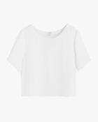 Women's Silk Cropped Crewneck Tee In White | Size: Medium | 3 Ply Crepe Silk By Cuyana
