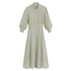 Women's Funnel Neck Dress In Leaf | Size: Large | Washable Silk By Cuyana