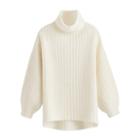 Women's Alpaca Wool Turtleneck Sweater In Ecru | Size: Large | Alpaca Wool Blend By Cuyana