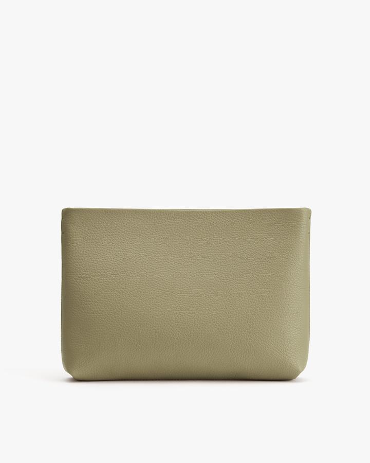 Women's Small Zipper Pouch In Sage | Pebbled Leather By Cuyana