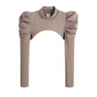 Women's French Terry Puff Sleevelette In Mushroom | Size: Large | Organic French Terry By Cuyana