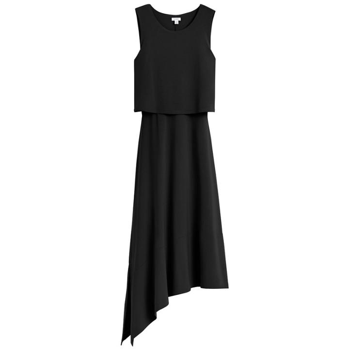 Women's Asymmetrical Overlay Dress In Black | Size: Large | Organic Pima Cotton By Cuyana