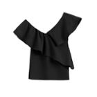 Women's Flounce Top In Black | Size: Medium | Textured Cotton By Cuyana