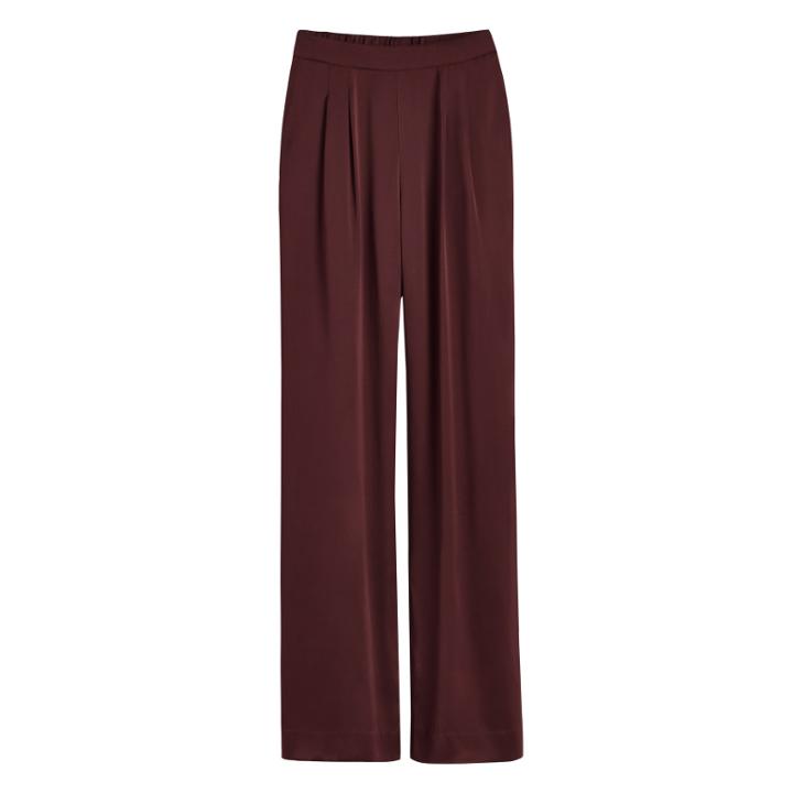 Women's Washable Charmeuse Wide-leg Pant In Plum | Size: Large | Washable Charmeuse Silk By Cuyana