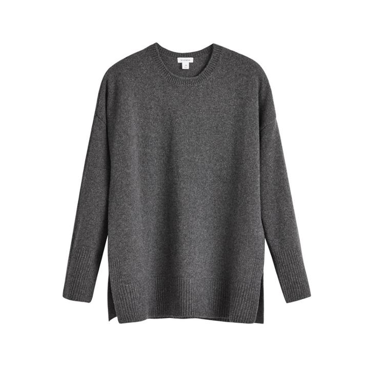 Women's Recycled Crewneck Sweater In Charcoal | Size: Large | Cashmere By Cuyana