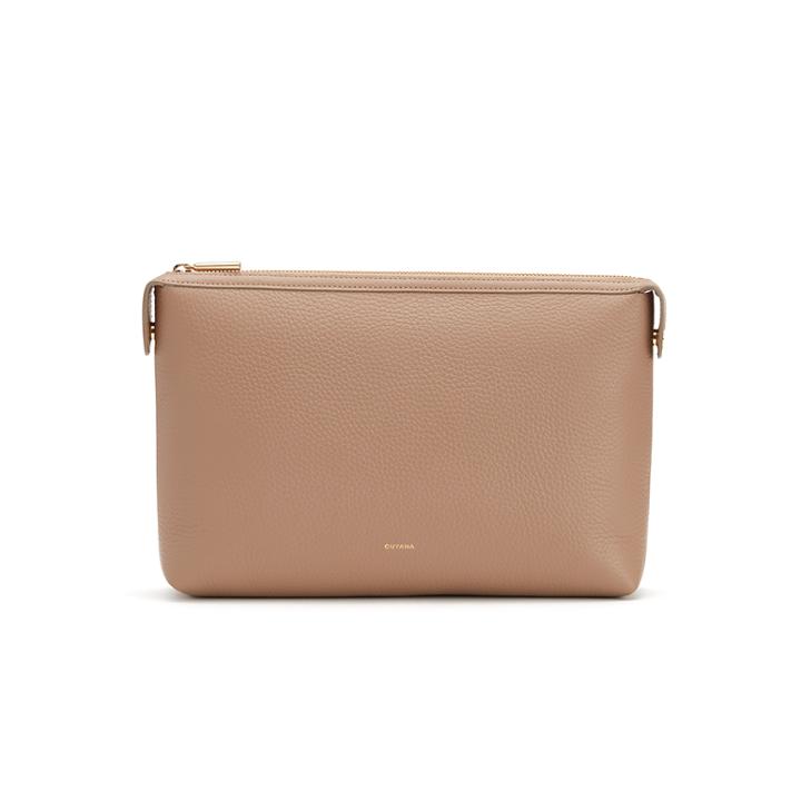 Women's System Zipper Pouch Insert In Cappuccino | Size: Small | Pebbled Leather By Cuyana