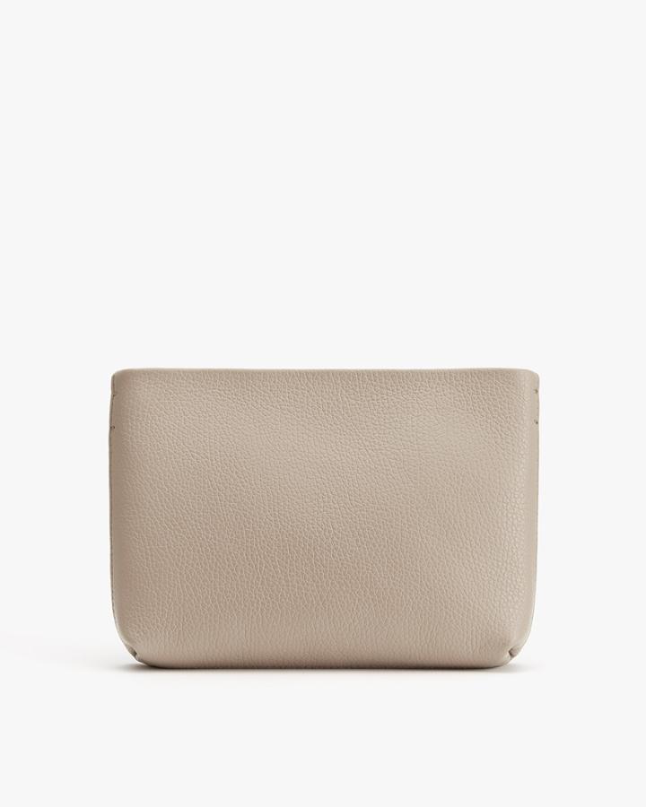 Women's Mini Zipper Pouch In Grey | Pebbled Leather By Cuyana