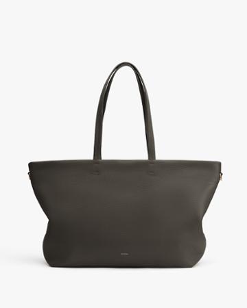 Women's Classic Easy Zipper Tote Bag In Dark Olive | Pebbled Leather By Cuyana