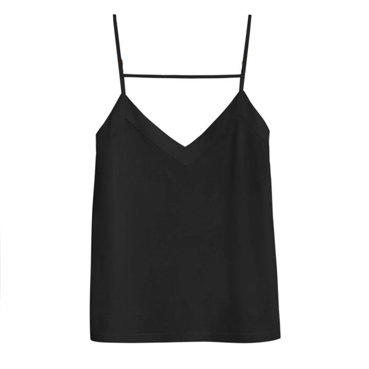 Women's Organic Pima Cami Top In Black | Size: Large | Organic Pima Cotton By Cuyana