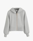 Women's Terry Zip Front Hoodie In Steel | Size: Medium | Organic Terry By Cuyana