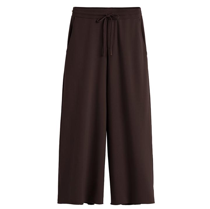 Women's French Terry Wide-leg Cropped Pant In Chocolate | Size: Large | Organic French Terry By Cuyana