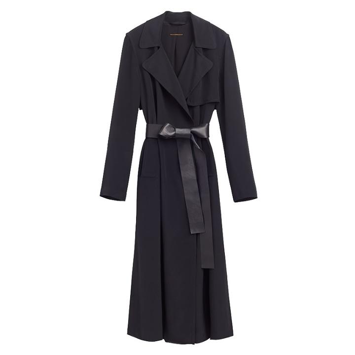 Women's Silk Classic Trench In Black | Size: Large | Silk & Lamb Skin By Cuyana