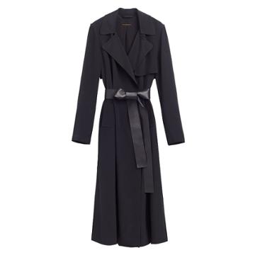Women's Silk Classic Trench In Black | Size: Large | Silk & Lamb Skin By Cuyana
