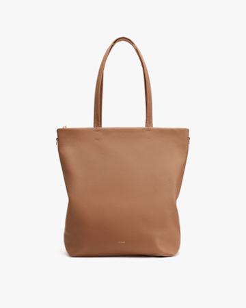 Women's Tall Easy Zipper Tote Bag In Caramel | Pebbled Leather By Cuyana
