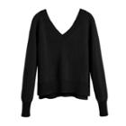 Women's Recycled Deep V-neck Sweater In Black | Size: Large | Cashmere By Cuyana