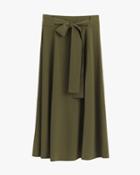 Women's Silk Belted Midi Skirt In Dark Olive | Size: Large | Crepe De Chine Silk By Cuyana