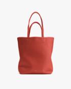 Women's Tall Easy Tote Bag In Dark Coral | Pebbled Leather By Cuyana