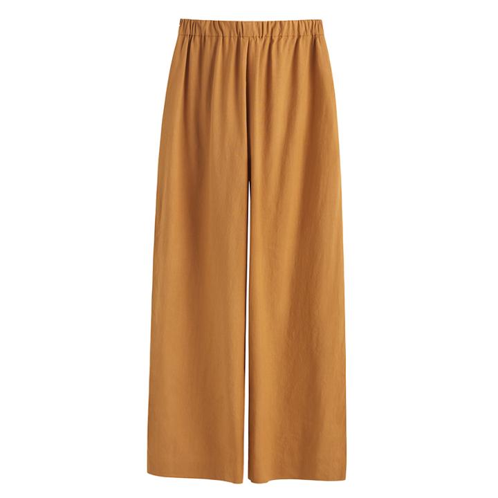 Women's Linen Wide Leg Pant In Honey | Size: Large | Linen Blend By Cuyana