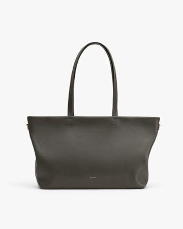 Women's Small Easy Zipper Tote Bag In Dark Olive | Pebbled Leather By Cuyana