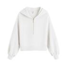 Women's Fleece Cropped Zip Hoodie In White | Size: Large | 100% Cotton By Cuyana