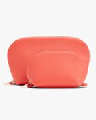 Women's Leather Travel Case Set In Blood Orange | Pebbled Leather By Cuyana