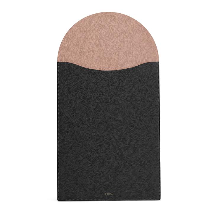 Women's Convertible Leather Laptop Sleeve 13-14-inch In Black/soft Rose | Pebbled Leather By Cuyana