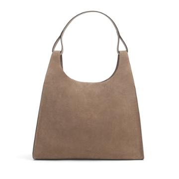 Women's Oversized Double Loop Bag In Taupe | Suede & Smooth Leather By Cuyana