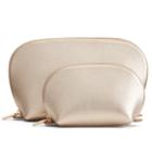 Women's Leather Travel Case Set In Champagne | Shimmer Leather By Cuyana