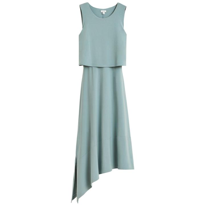 Women's Asymmetrical Overlay Dress In Sea Foam | Size: Large | Organic French Terry By Cuyana