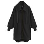 Women's Fleece Long Zip Sweatshirt In Black | Size: Large | 100% Cotton By Cuyana