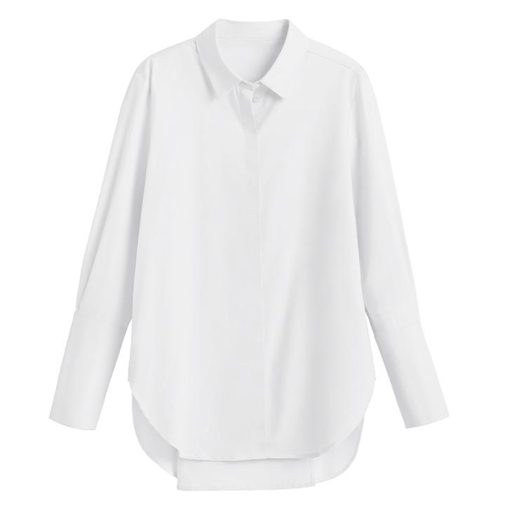Women's Poplin Overlay Shirt In White | Size: Large | Organic Cotton Blend By Cuyana