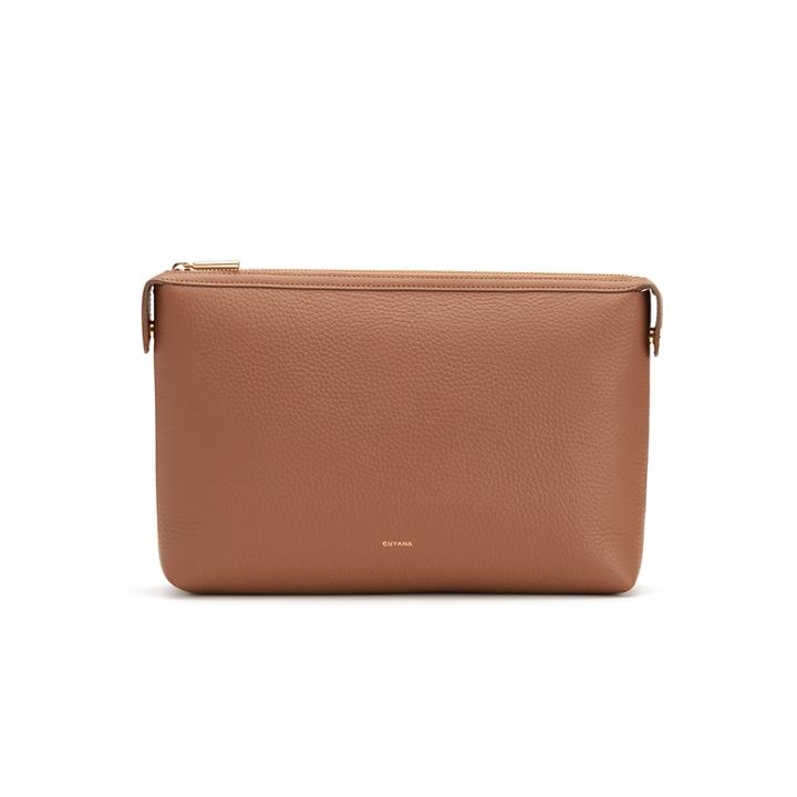 Women's System Zipper Pouch Insert In Caramel | Size: Small | Pebbled Leather By Cuyana