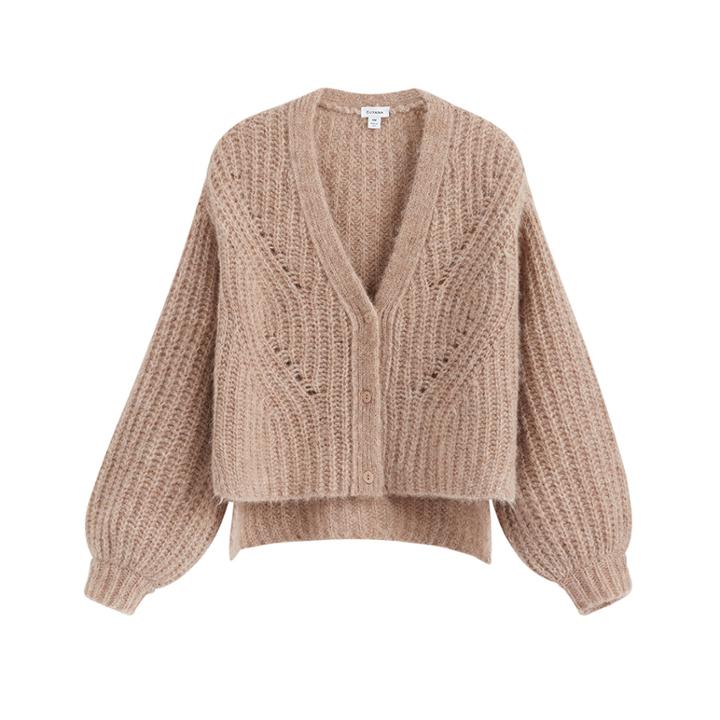Women's Alpaca Wool Cropped Cardigan In Cappuccino | Size: Medium | Alpaca Wool Blend By Cuyana