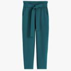 Women's French Terry Belted Cropped Pant In Deep Ocean | Size: Xl | Organic French Terry By Cuyana