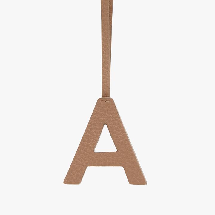 Women's Letter Charm In Cappuccino/ecru | Size: A | Pebbled Leather By Cuyana