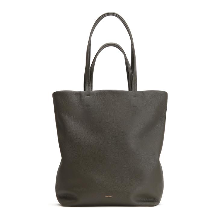 Women's Tall Easy Tote Bag In Dark Olive | Size: Tall | Pebbled Leather By Cuyana