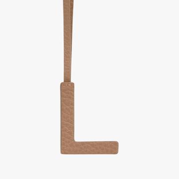 Women's Letter Charm In Cappuccino/ecru | Size: Large | Pebbled Leather By Cuyana