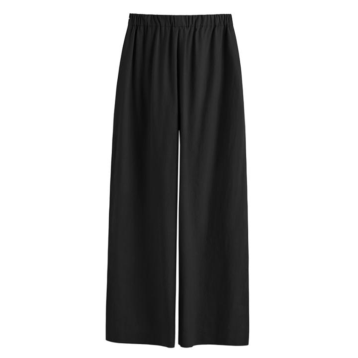 Women's Linen Wide Leg Pant In Black | Size: Medium | Linen Blend By Cuyana