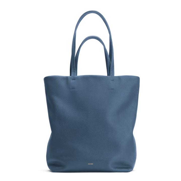 Women's Tall Easy Tote Bag In Indigo | Size: Tall | Pebbled Leather By Cuyana