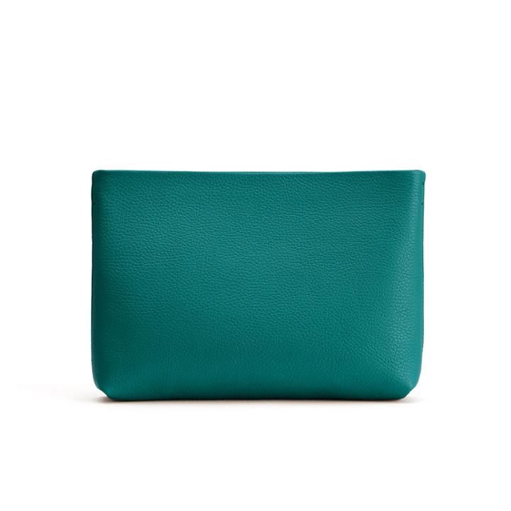 Women's Small Zipper Pouch In Emerald | Pebbled Leather By Cuyana