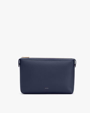 Women's System Zipper Pouch Insert In Navy/storm | Size: Small | Pebbled Leather By Cuyana