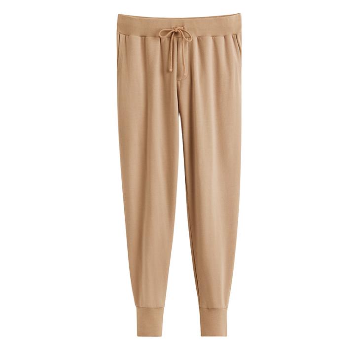 Women's French Terry Tapered Lounge Pant In Camel | Size: Large | Organic Cotton Modal Blend By Cuyana