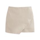 Women's Leather Paneled Mini Skirt In Pearl | Size: Large | Lamb Leather By Cuyana