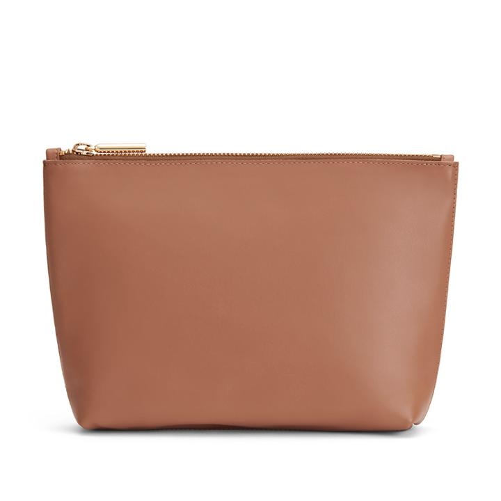 Women's Zero Waste Small Leather Zipper Pouch In Beige | Smooth Leather By Cuyana